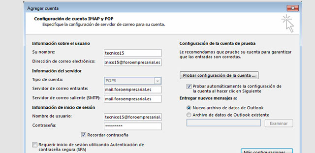 Configuracion Outlook Office 2016